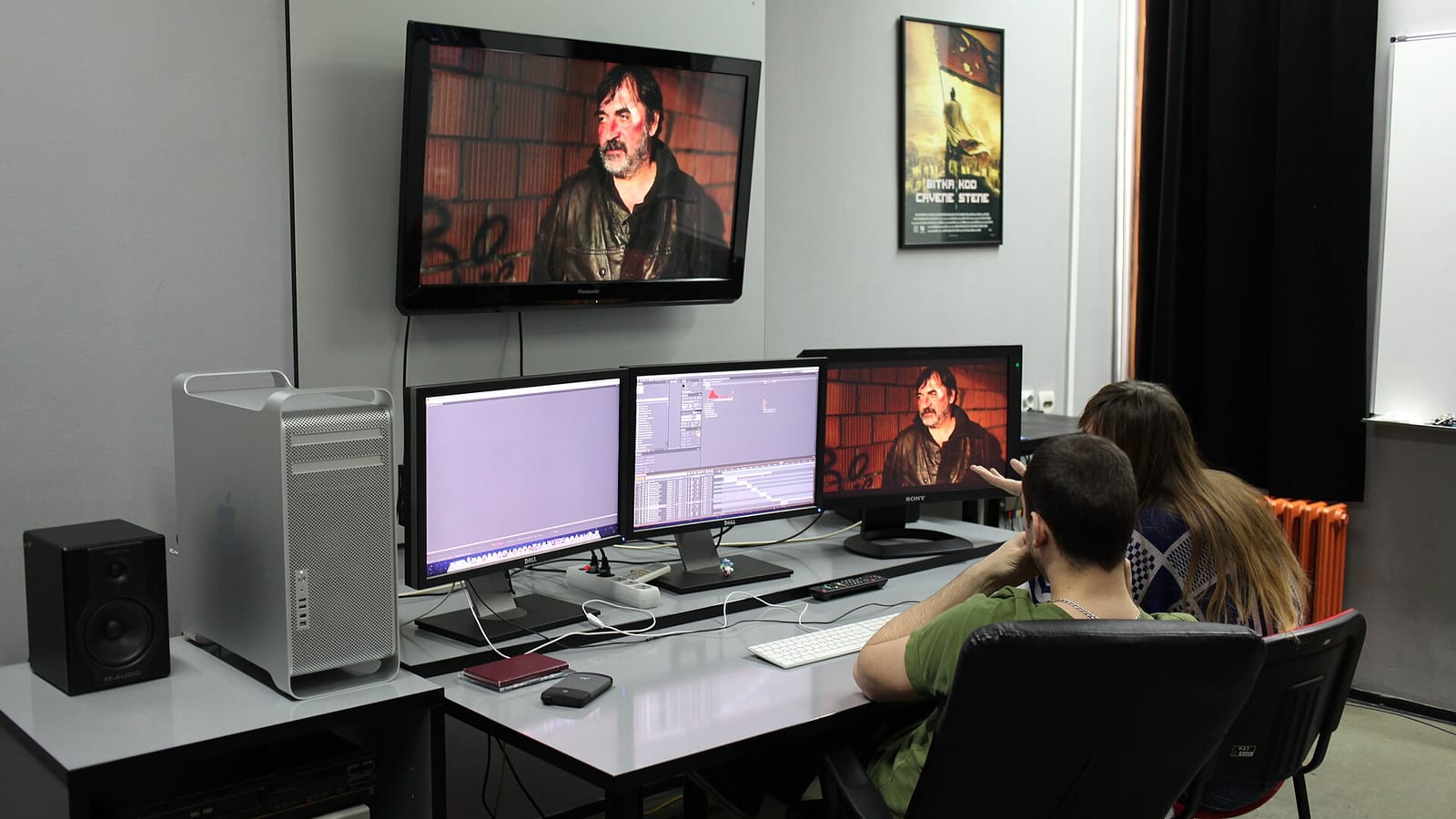 Students working in a film-editing department in Belgrade.
